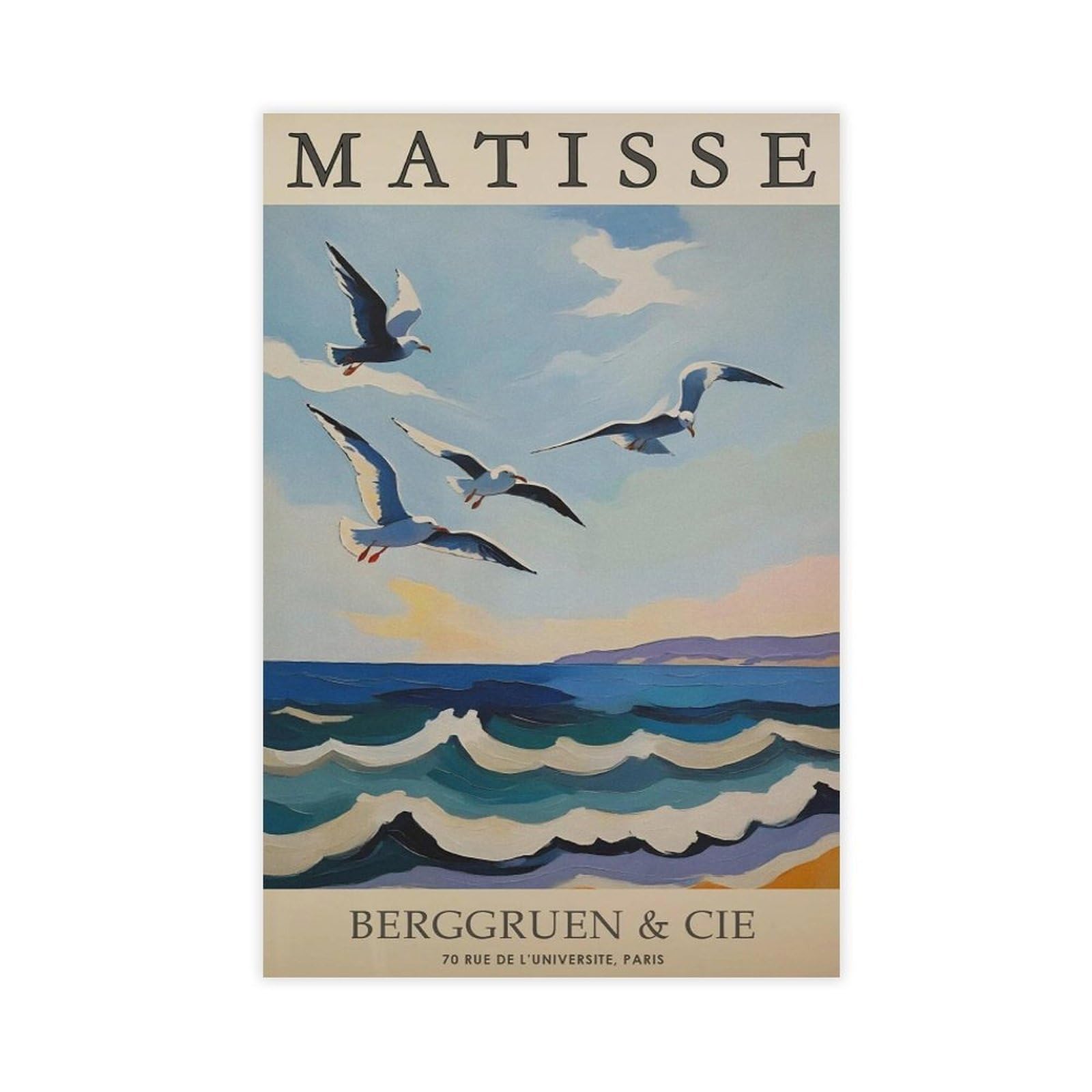 Qitubvaf Matisse Seaside Seagulls Canvas Poster Wall Art Decor Print Picture Paintings For Living Room Bedroom Decoration 16X24inch(40X60cm)