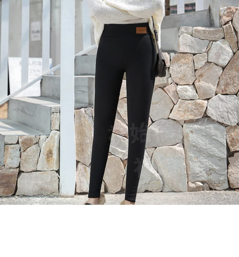 Thermo Leggings Damen,Damen Thermische Leggings Fashion Plus Size Schwarzer Buchstabe Labeling High Waist Leggings Dickes Fleece Gefüttert Stretchy Sporthose Strumpfhosen Für Winter Outdoor Kaltes