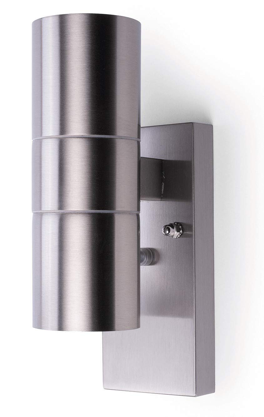 Hispec Up Down Exterior Wall LightMains Powered With PhotcellStainless Steel from B&Q