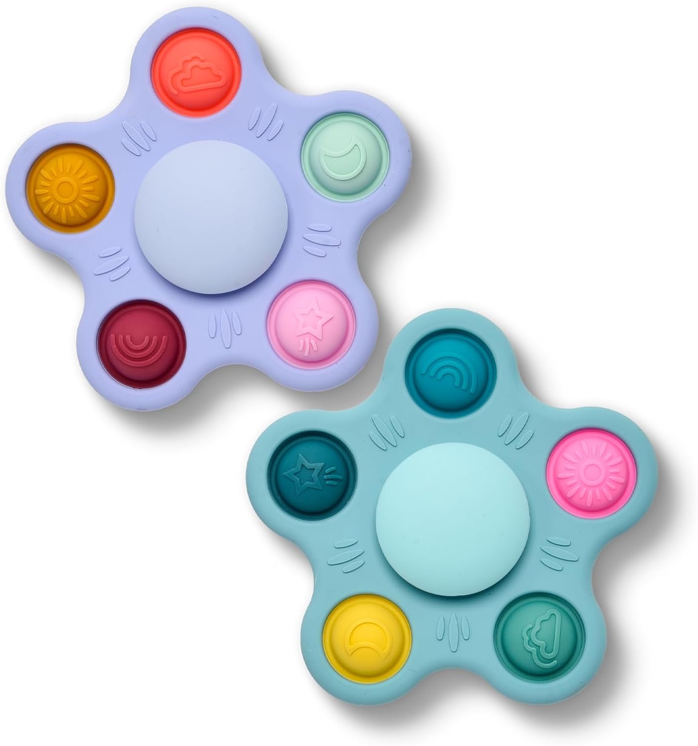 Silicone Suction Cup Spinner Toy for Babies&Toddlers – Food-Grade Safe & Fun Sensory Toy for Teething & Play – Perfect Baby Bath, High Chair & Travel Toy, Ideal Baby Gift (Sky Style)