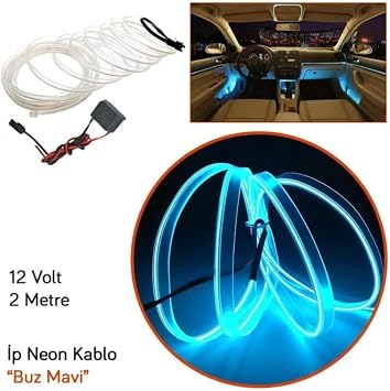 ASTRALED Mavi Universal İp Neon Led Araç İçi Aydınlatma 12V LED İp Formlu Trim 2 metre