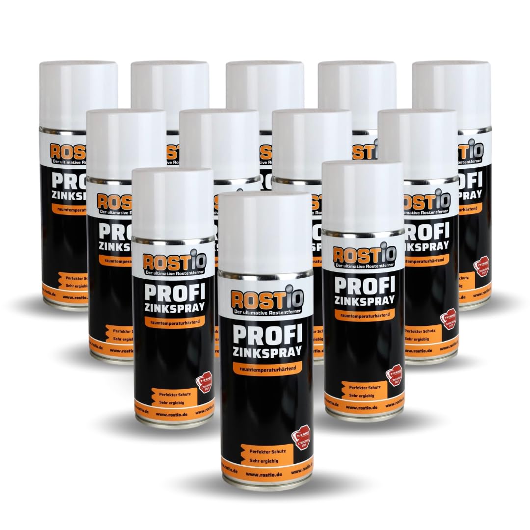 Spray de zinc Rostio Profi | Imprimación de zinc | Recubrimiento de zinc en laminas | Spray de laminas de zinc para máxima protección contra la corrosión y protección contra la oxidación (12x)