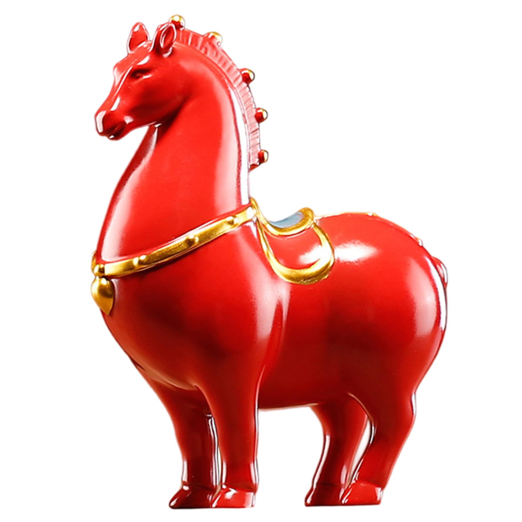AwnsIMfreien Horse Sculpture, Horse Statue Chinese Ceramic Figurine Red Tang Dynasty Style Sculpture Art Decor for Home Office Desk & Shelf, Figurine