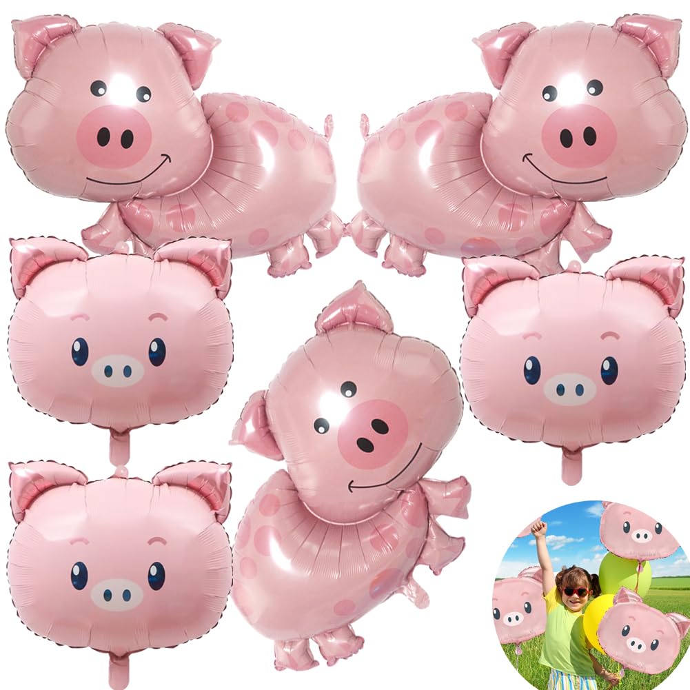 Palloncini Animali Fattoria, 4 Pezzi Palloncini Fattoria Compleanno, con Animali da Mucca, Maiale, Palloncini Animali Decorazione per Feste a Tema per Compleanni, Baby Shower (A