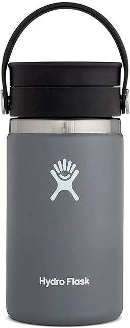 HYDRO FLASK - Travel Coffee Flask 354 ml (12 oz) - Vacuum Insulated Stainless Steel Travel Mug with Leak Proof Flex Sip Lid - BPA-Free - Wide Mouth - Stone