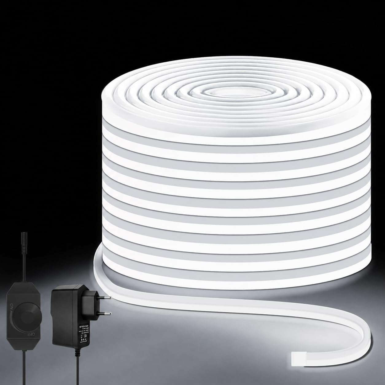 Neon Rope Lights, Dimmable LED Strip Light, Cool White, 32.8ft