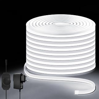 Neon Rope Lights, Dimmable LED Strip Light, Cool White, 32.8ft | Flexible, DIY Cuttable, IP67 Waterproof LED Rope Light for Bedroom, Kitchen, Patio, Yard, Pool, Indoor Outdoor Decor