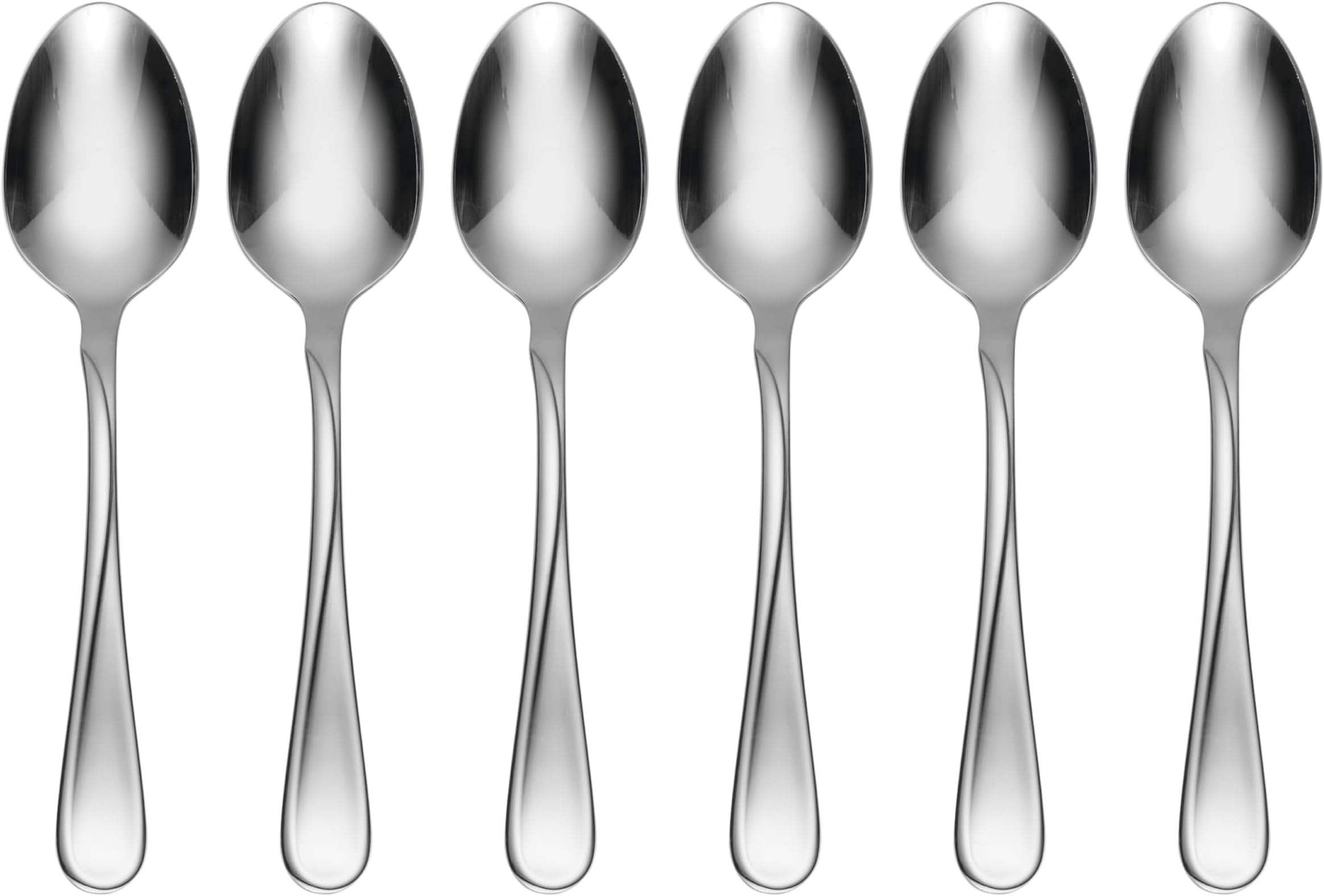 Oneida Silverware Set,Flight Everyday Flatware 6-Piece Teaspoons Set,Service For 6,Mirror Finish 18/0 Stainless Steel,Rust Resistant Dishwasher Safe,Home&amp;Kitchen Utensils (Silver 6 Pieces) (Pack of 6)