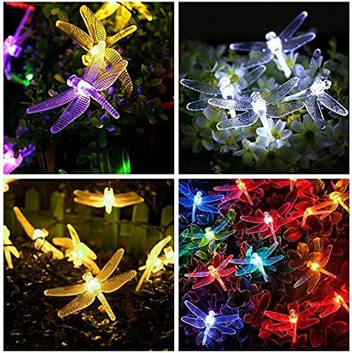 Dragonfly Solar String Lights Outdoor Solar Fairy Lights Backyard Patio Garden Walkway LED Tree String Lights Landscape 20 LED Wire Lights Tree Party Wedding Chrismas Decorations Cool White