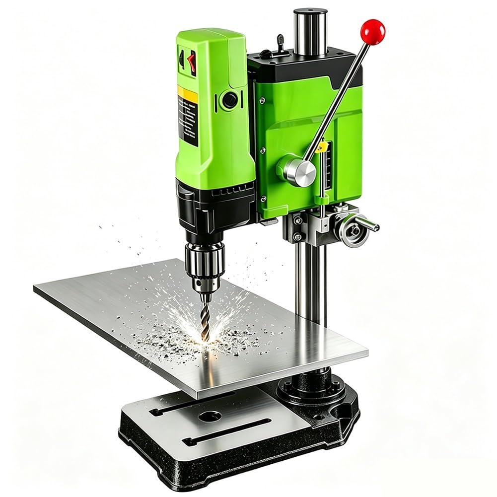 Taladro de Columna Eléctrica Mini, Mesa Máquina de Perforación, Interruptor de 6 Velocidades Ajustables, Portabrocas de 1,5~13 mm, Máx 2800 Rpm