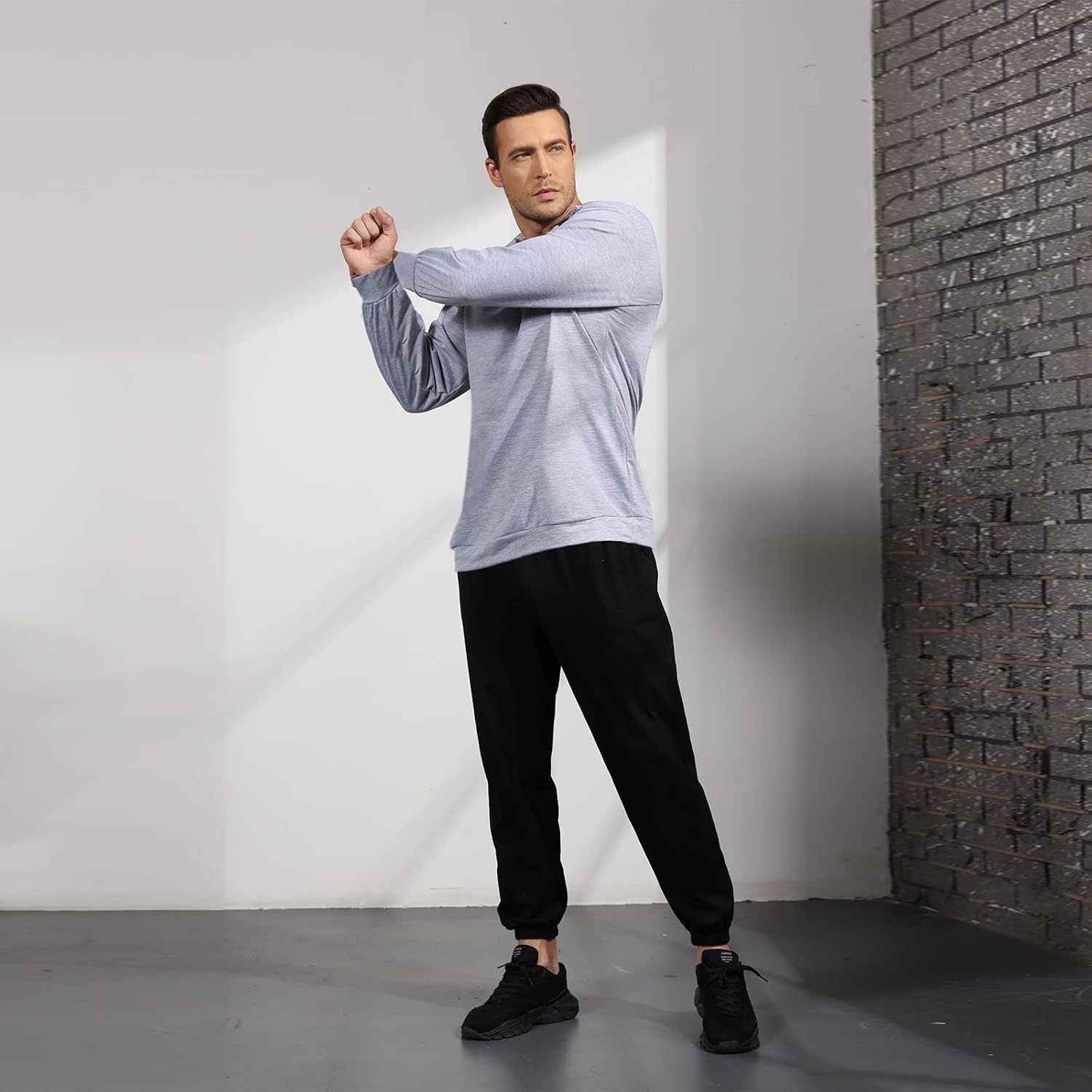 Opomelo Men's Long Sleeve Pullover Polo Shirts-Casual Loose Fit Sweatshirts V Neck Tops - Image 8