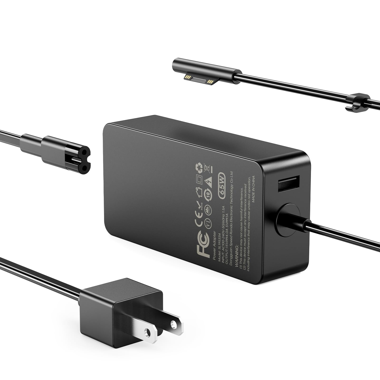65W Charger Compatible with Microsoft Surface Pro 9, 8, 3, 7, 6, 5, 4, X,Surface pro X 1796 1769 1800 Laptop Adapter Power Cord
