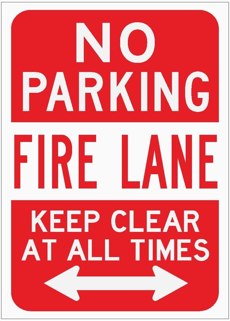 NO Parking - FIRE Lane Rust Free Aluminum Tin Sign - Workplace Decor with Pre-Drilled Holes for Industrial/Commercial Site - 12x8 Inch​
