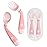Deejoy Toddler Utensils with Travel Case, Baby Spoons and Forks Set for Self Feeding, Silicone Bendable Handle, Easy Grip Heat-Resistant, Self-feeding Flatware Sets for Kids (Stage 2) Pink