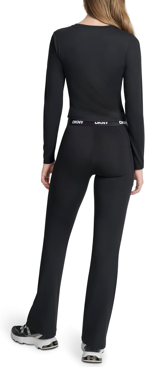 DKNY Womens Long Sleeve Cropped Compression Top - Image 4