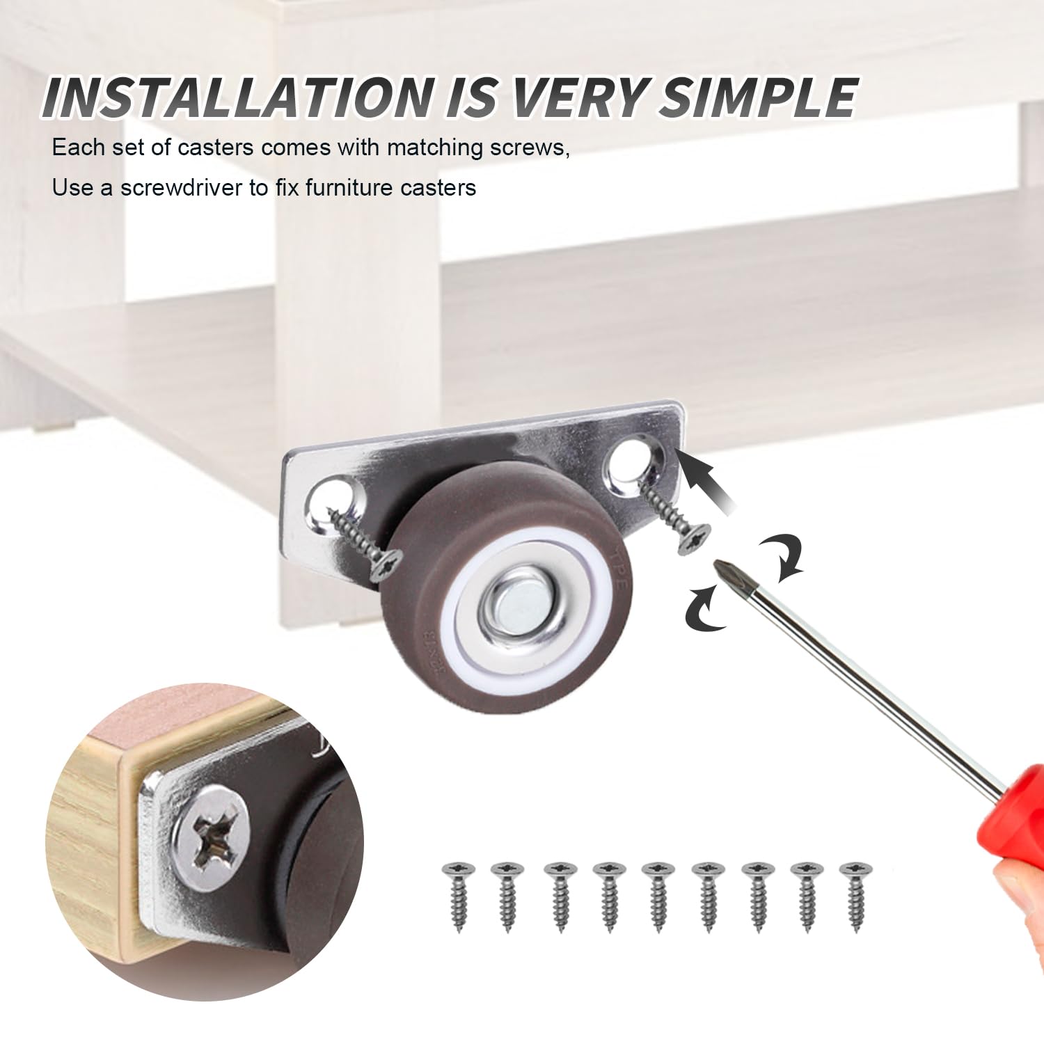 Set 12 Mini Ruote Fisse Da 12 Mm In Gomma Con Piastra In Acciaio – Rotelle Silenziose Per Mobili, Scatole E Fai Da Te, Carico 8 Kg Cad.