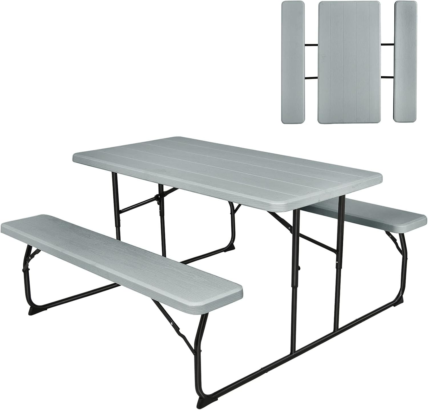 GYMAX Picnic Table, 550 LBS Folding Picnic Tables with