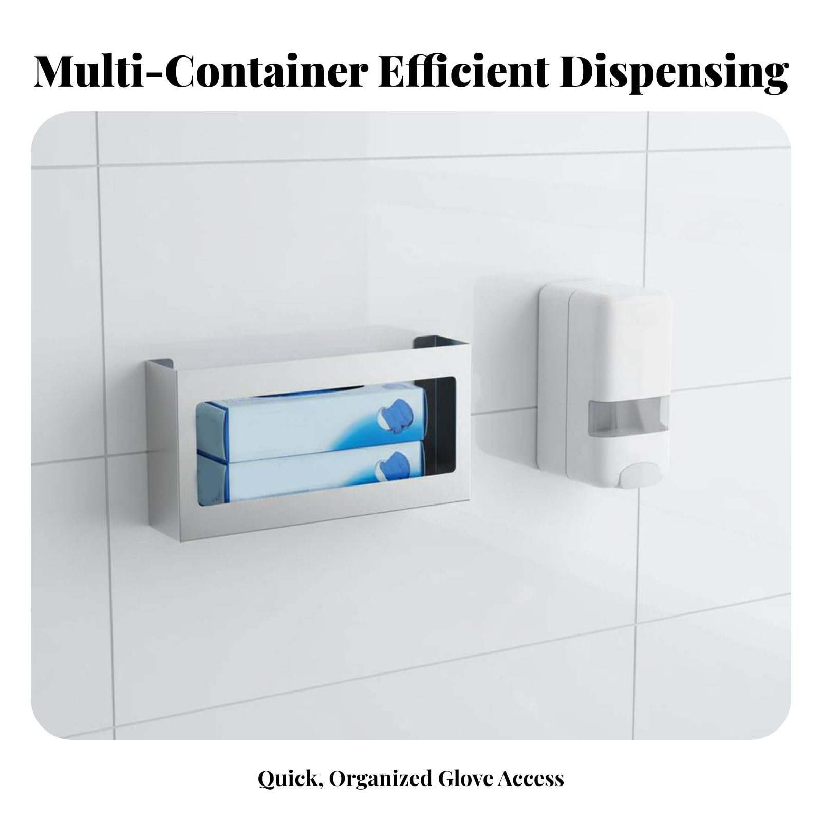 Organizador de Pared de Acero Inoxidable 304 con Portacajas para Guantes Dispensador de Mascarillas y Pañuelos con Compartimentos Multiples para Baño