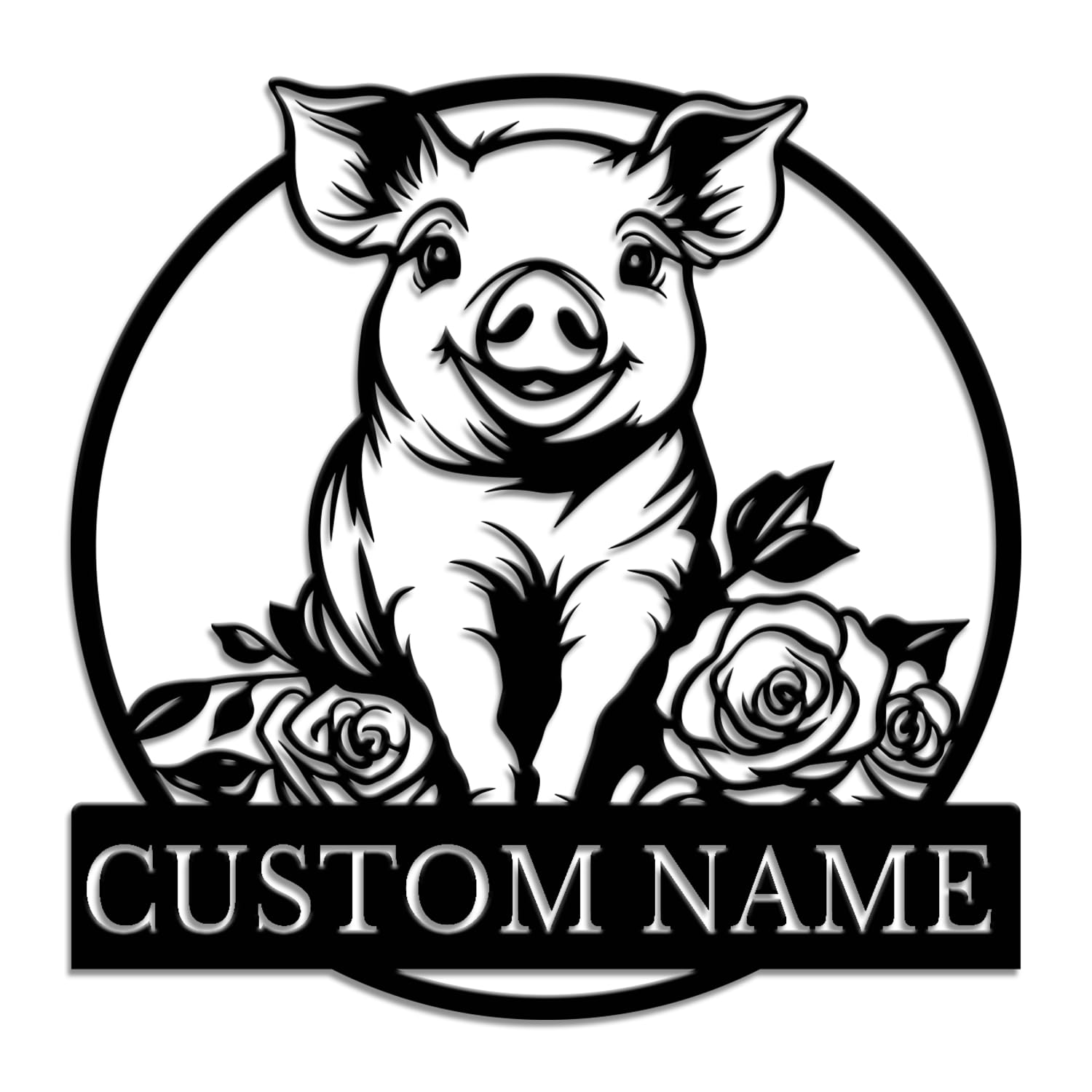Pailideart Style-2 Personalized Pig Metal Sign, Custom Farm Name Wall Art, Rustic Barn Decor, Pig Lover Gift, Farmhouse Kitchen Plaque, Bbq & Ranch Hanging (Style-2)