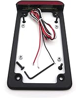 Vista 9 de HTTMT - Para motocicleta universal de 7 pulgadas x 4 pulgadas, soporte de placa de matrícula plana con barra LED de 6 pulgadas cromado