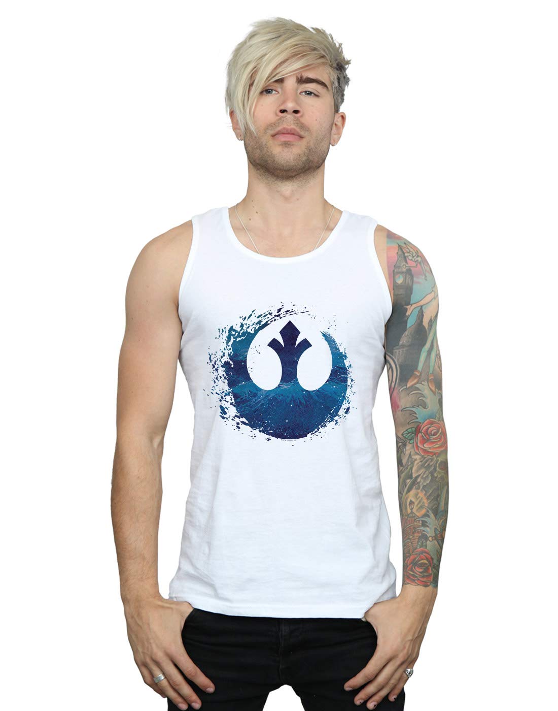 Star Wars The Rise of Skywalker Resistance Symbol Wave Men's Vest White Small