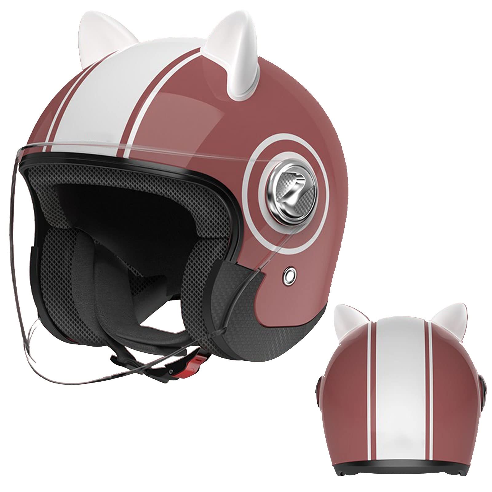 Brain Cap Halve Helm Retro Motorhelm Open Helm Vintage Jet Helm Ingebouwde Bril Cruiser Chopper Scooter Bromfiets Helm DOT ECE Goedgekeurde Quick