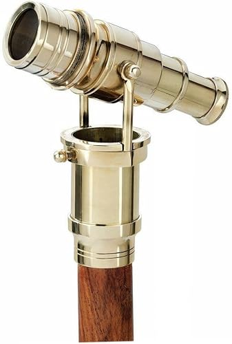 Miniatura 3 de 's - Bastón de latón con mango vintage, cabeza de telescopio victoriano, accesorios steampunk plegables, bastón de madera para hombres y mujeres