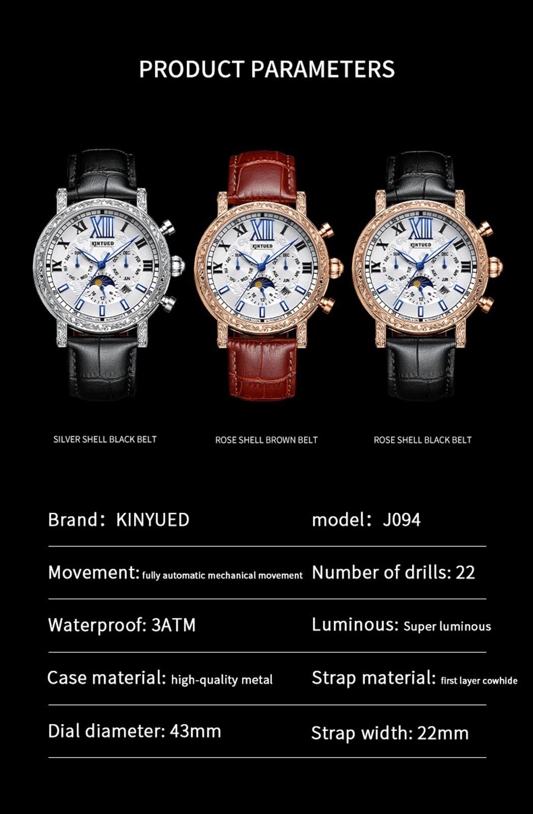 Reloj para Hombre,Mecánico Automático Relojes,Dial Esqueleto Correa De Piel,Auto Cuerda con Función De Semana,Deportivo Diseñador Casual Negocio