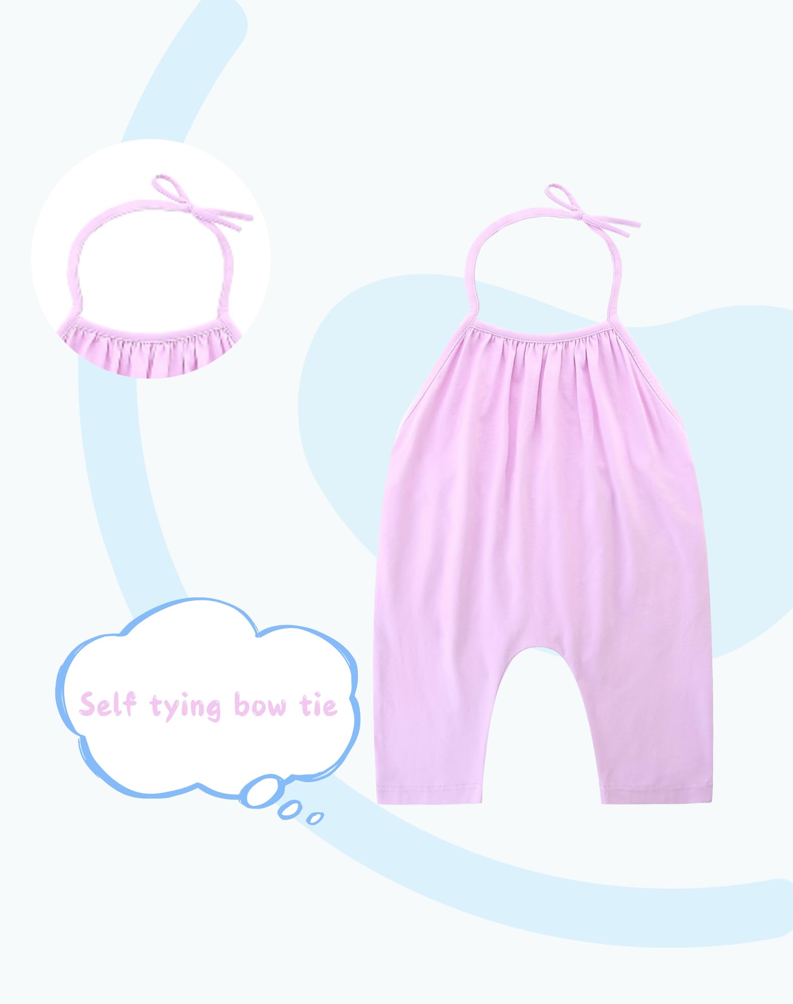 JingleBaBa Girls Lace Up Slouch Jumpsuit Casual Sleeveless Romper Kids Strap Overalls With Side Pockets 4-5T