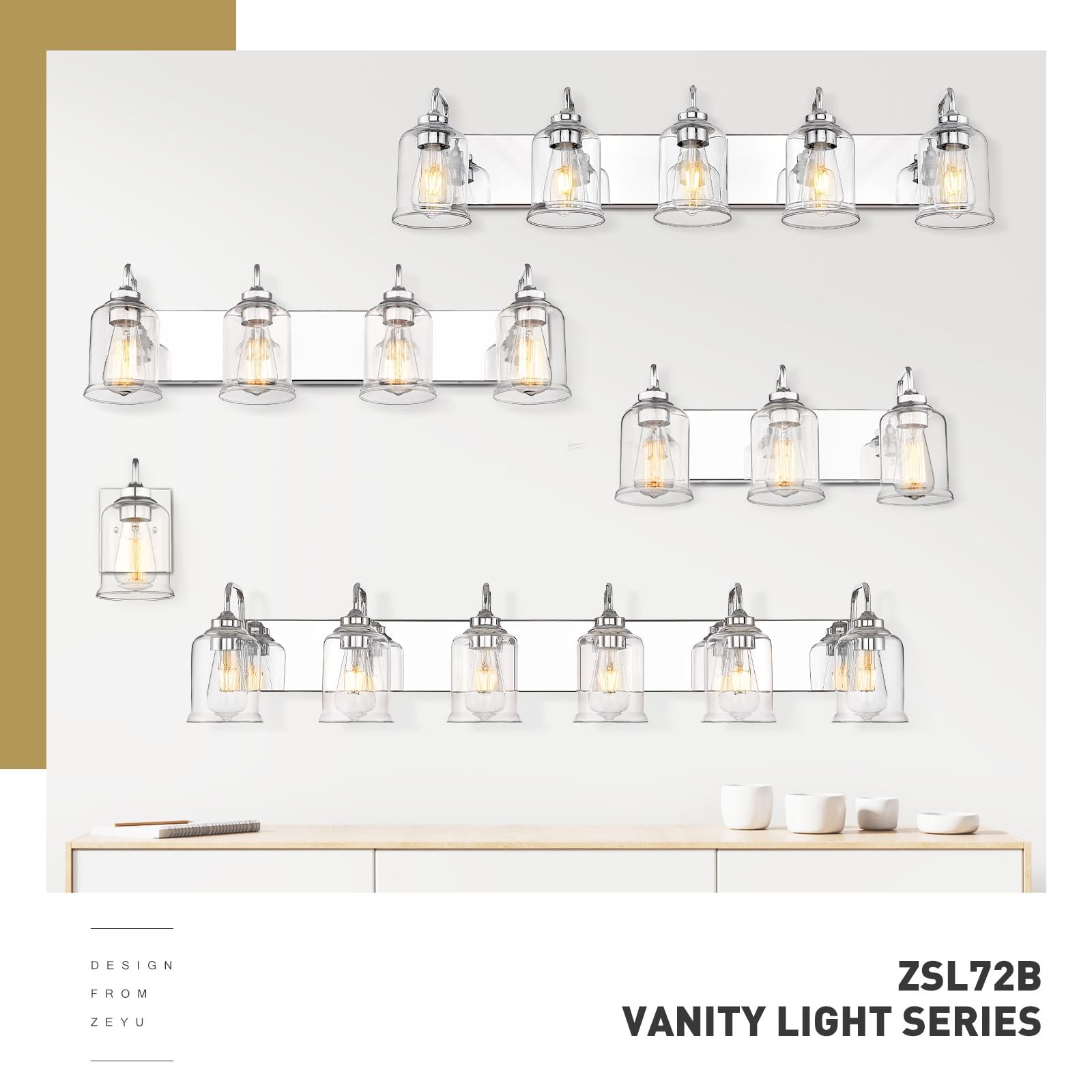 zeyu 3-Light Modern Vanity Lights for Bathroom, 20.5