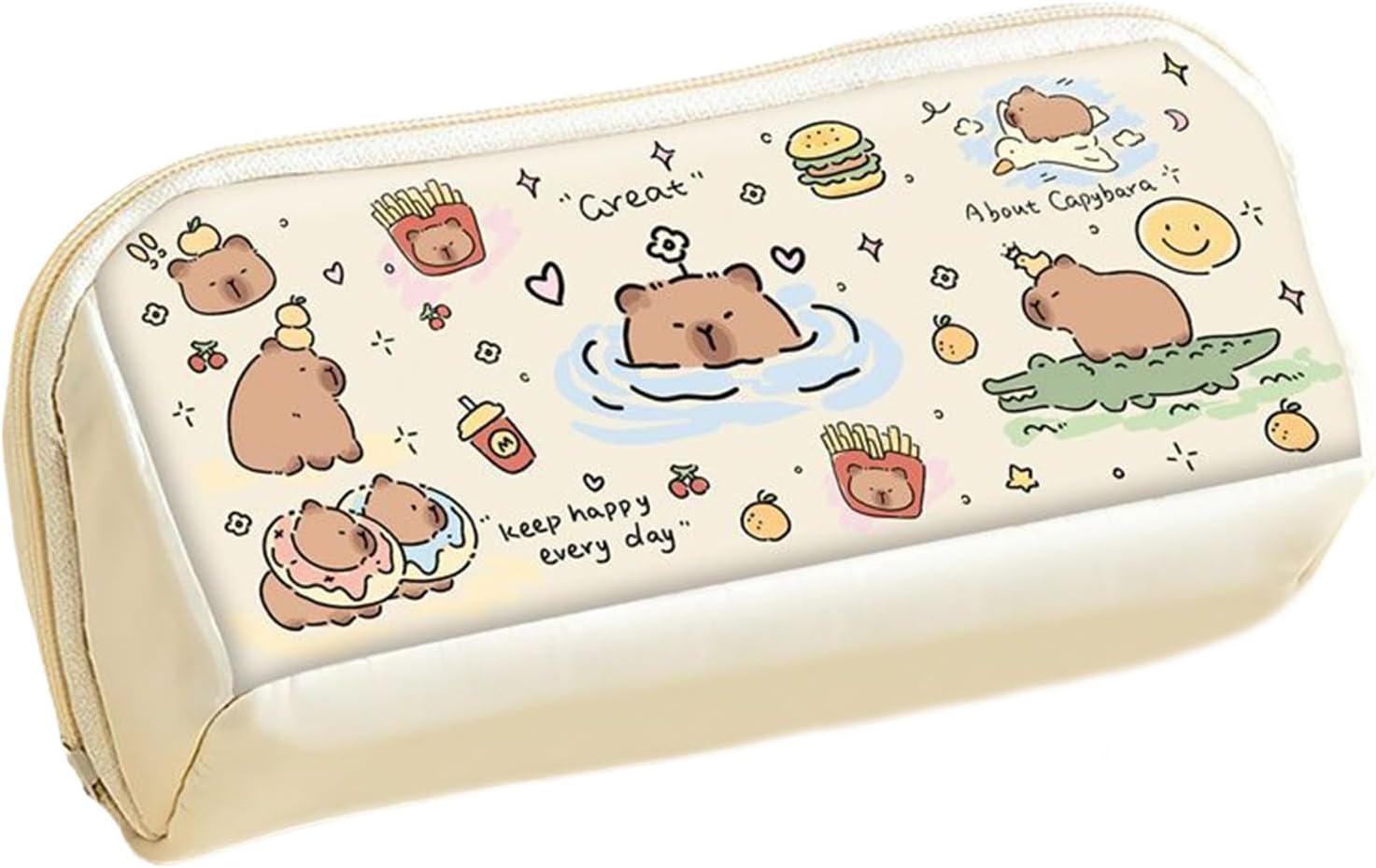 Capybara Pencil Case,Students Pen Storage Bag - Cute Double Compartment Pencil Case for Students Backpack Outdoors Classroom Desktop Workplace Daily Commuting