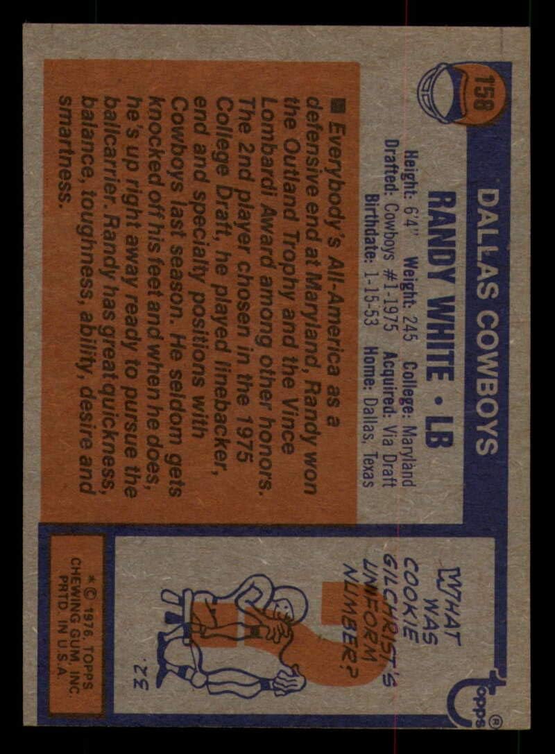 Football NFL 1976 Topps #158 Randy White NRMT-OC RC Rookie Cowboys
