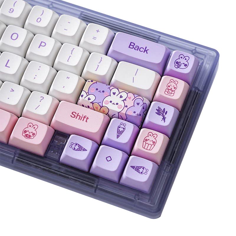 Image of Keycaps Lavender Bunny Theme - Standard Opaque Mechanical keycap Support Most Keyboards PBT Material 146keys (Cherry)