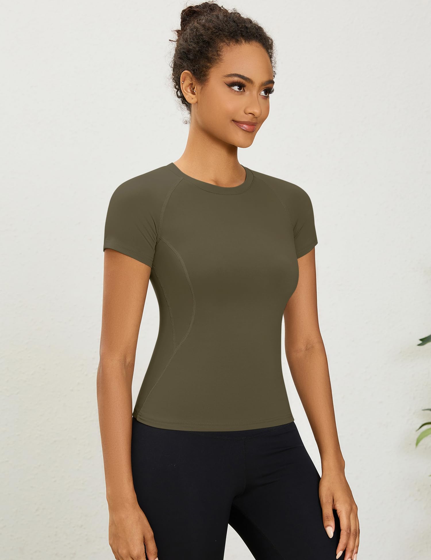 Rapbin Top da palestra da donna per allenamento, corsa, yoga, magliette sportive a maniche corte per esercizi atletici ad asciugatura rapida traspirante t-shirt