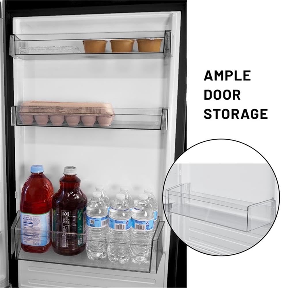 Pemberly Row 11.7 Cu.Ft No Frost Bottom Freezer Refrigerator, Garage Ready, LED Lighting, Wine Rack, Adjustable Tempered Glass Shelves, White/Stainless/Titanium Finish, Energy-Efficient Kitchen on Fridge.com - View 5