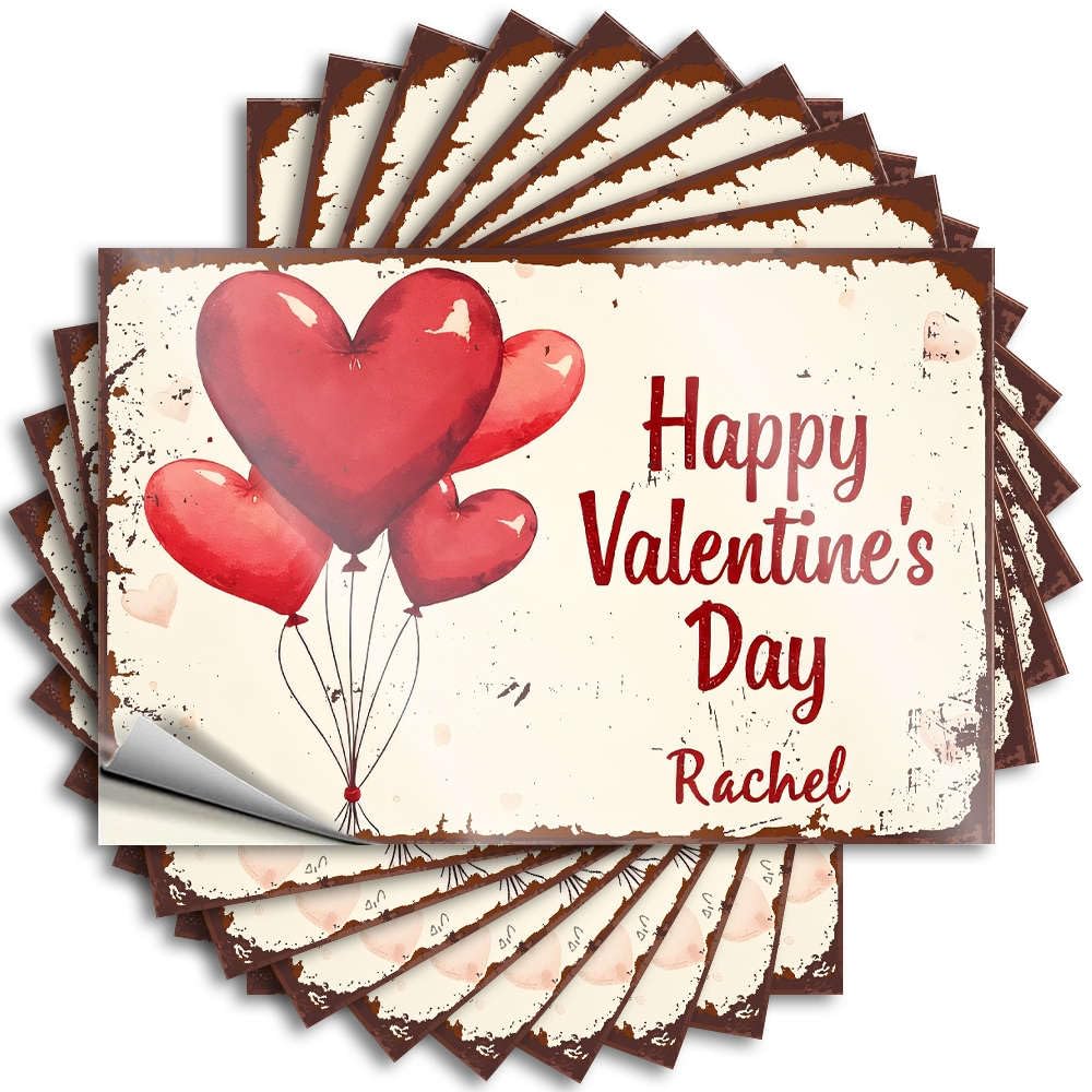 Personalized Decals Aesthetic Decals, Stitch Cute Pattern Design for Items Notebook | Door Removable Vinyl Happy Valentine's Day, Rachel!(8X12CM)