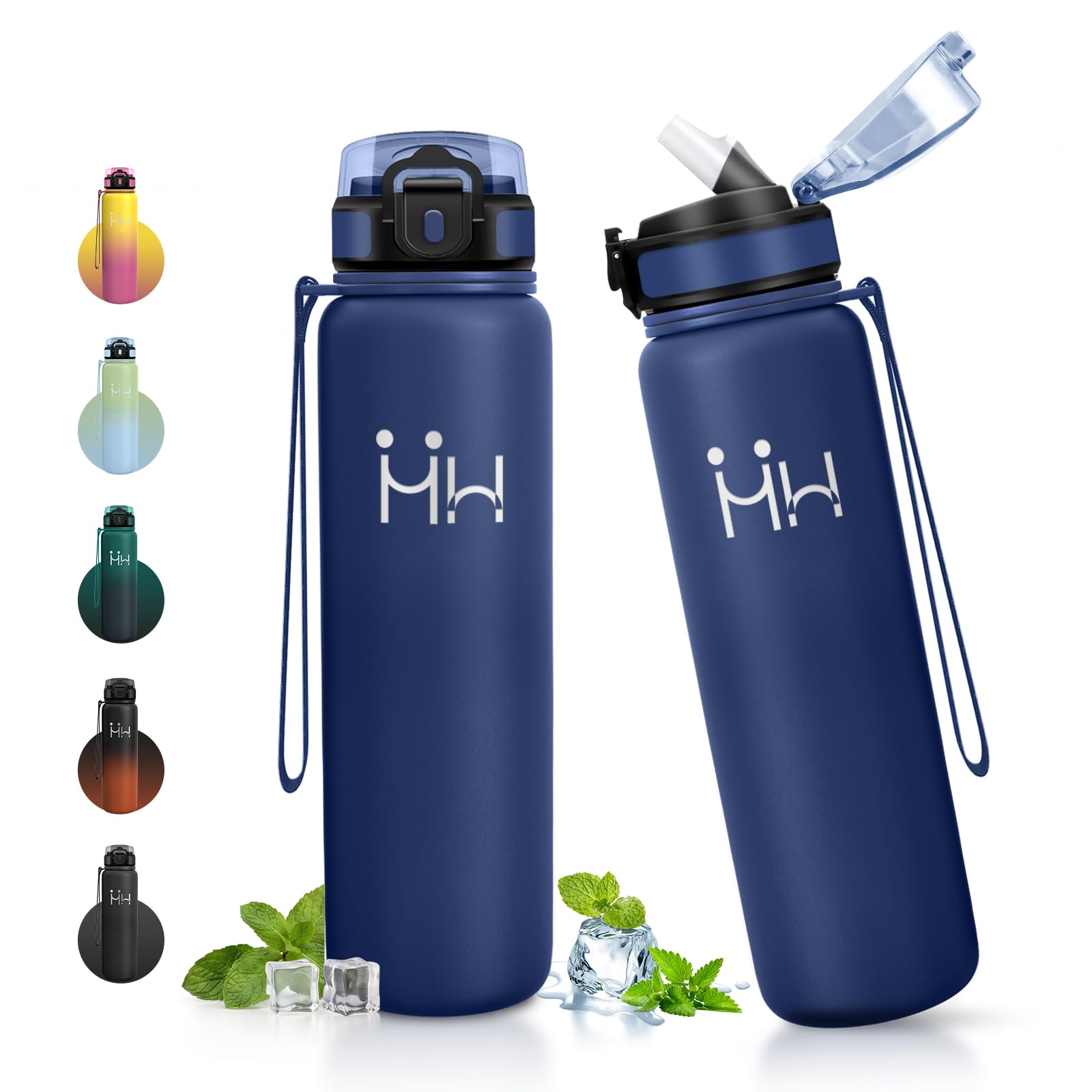 JAPORIA Insulated Water Bottle 1L Stainless Steel Water Bottle with Straw BPA Free Leakproof Double Wall Water Bottle for Yoga, Camping, Hiking, Outdoor