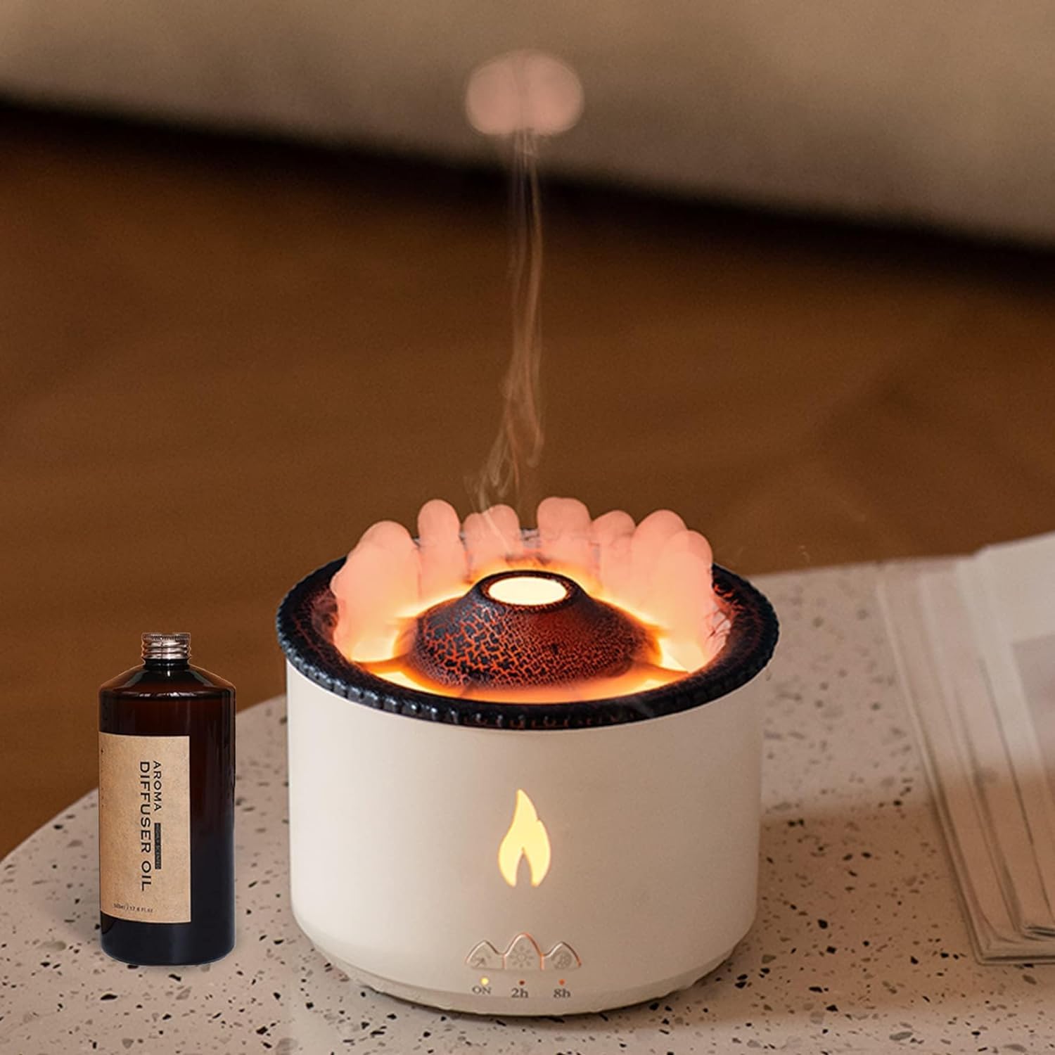 Sponsored Ad - Humidifier Oil Diffuser with Flame Diffuser Cool Mist Humidifier with 2 Mist Modes Auto-Off Safety Protection Aromatherapy Diffusers for Home Office Bedroom 360ml
