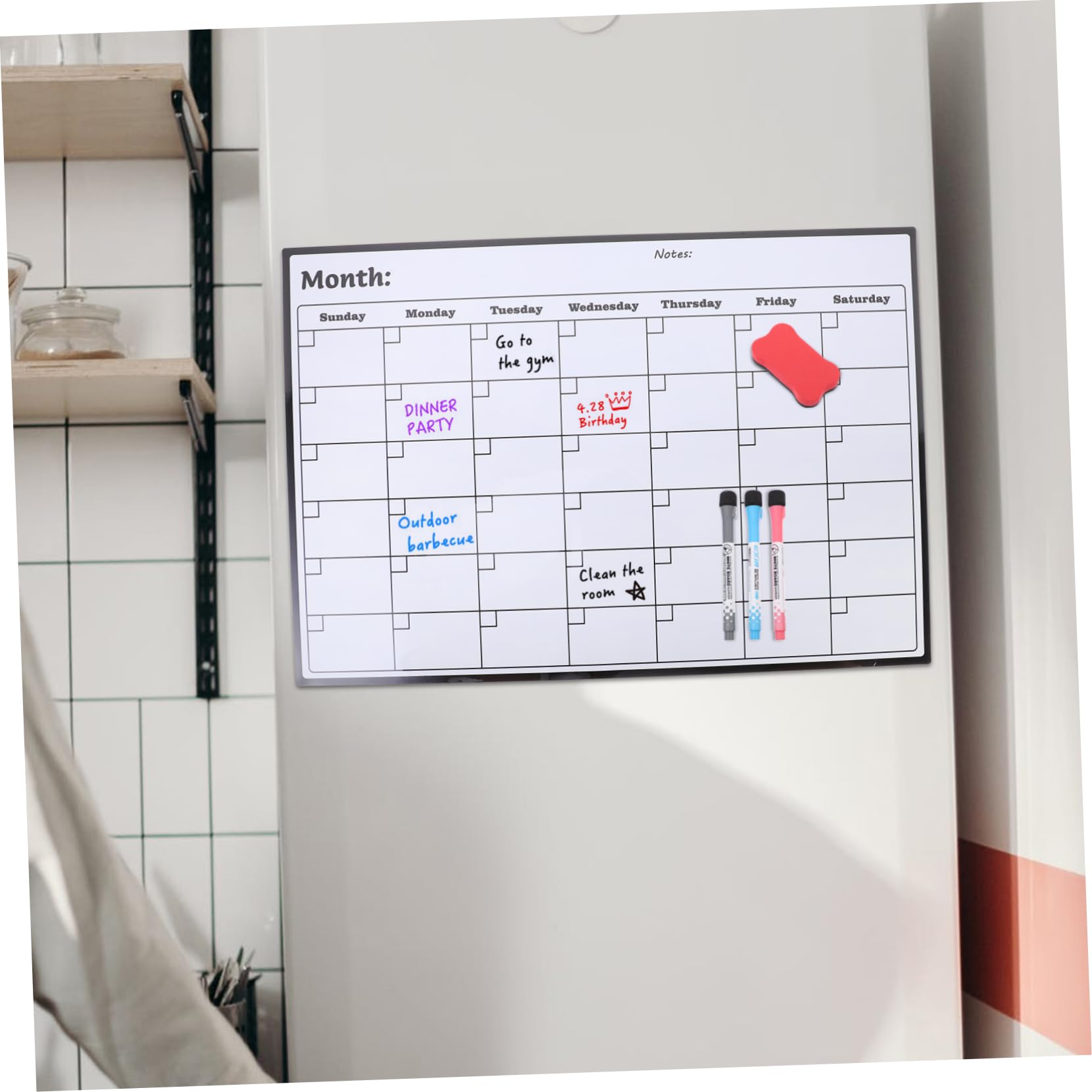Magnetico per Frigorifero Lavagna Mensile Cancellabile Planner Magnetico per Pennarello Pennarello Casual Colore Casuale