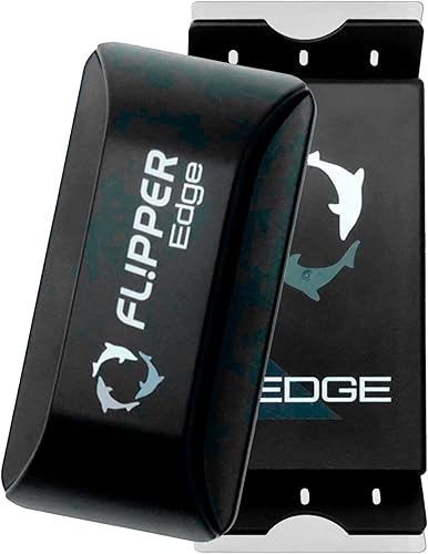 FLIPPER EDGE Limpiador magnético estándar 2 en 1 para tanques de vidrio y acrílico de hasta 1/2 pulgada (0.472 in) de grosor, diseño de doble hoja