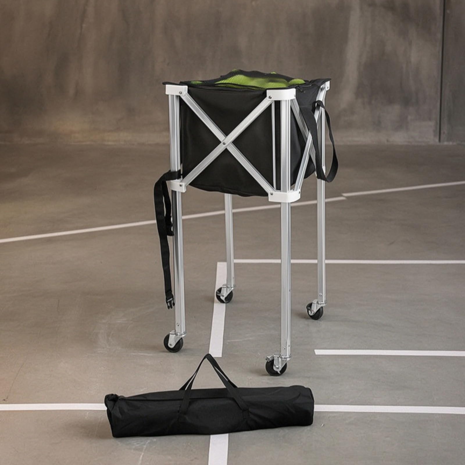 Carrello Porta Palline da Tennis Pieghevole Antistrappo Carrello Porta Palline da Tennis con Ruote Versatile Contenitore per Allenamenti, Tennis Cart A