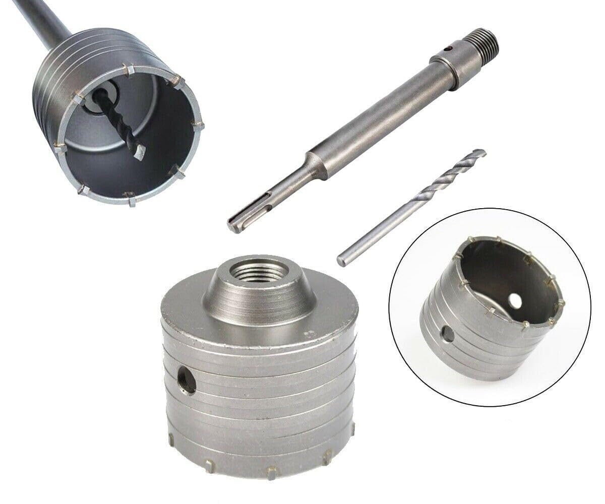 Topolenashop Carotatrice SDS Plus 65 mm per Calcestruzzo e Cemento | Fresa a Tazza Professionale con Asta 110 mm | Punta Foratura Profonda per Muro, Edilizia, Ristrutturazioni e Impianti