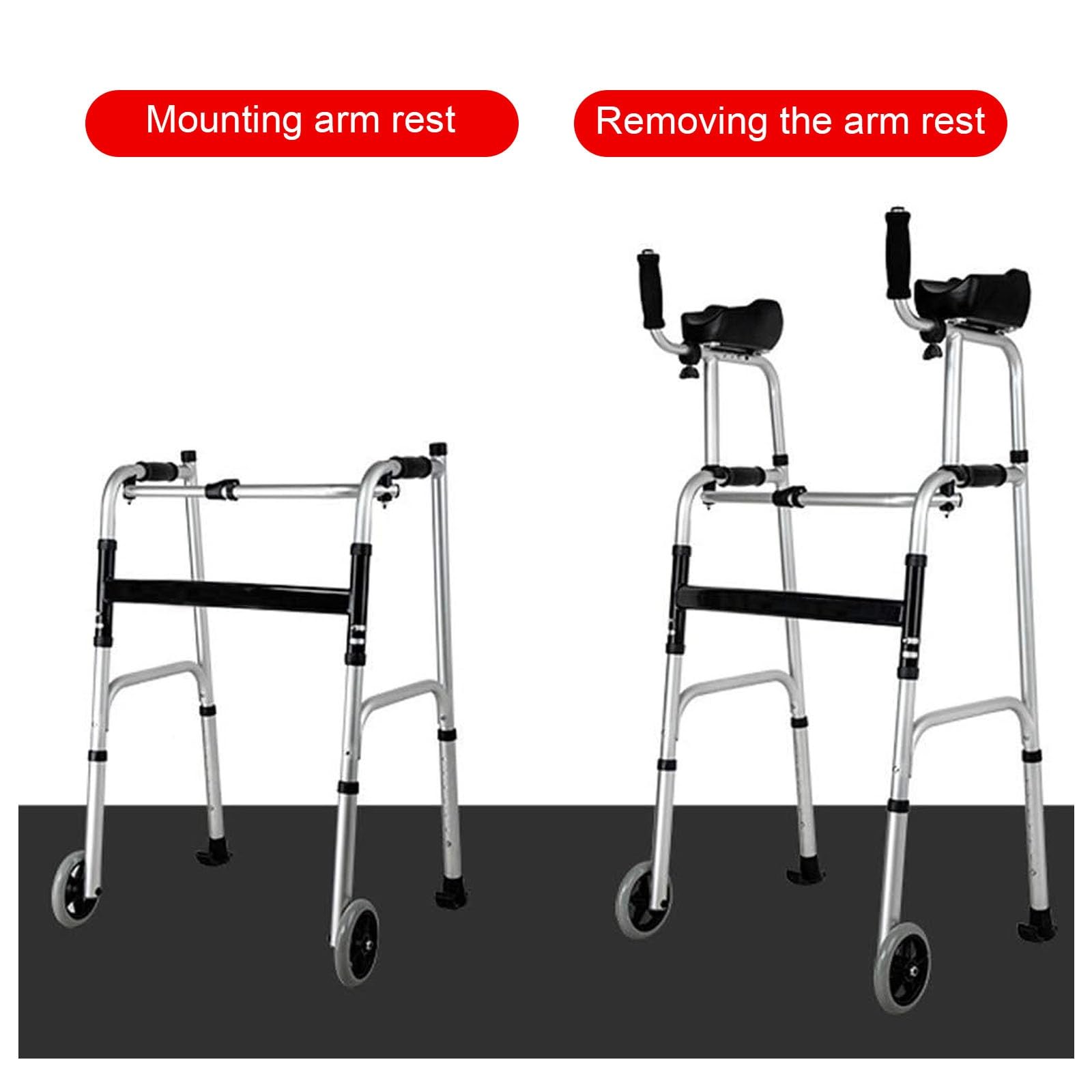 Andador Plegable 2 En 1, Andador Ligero For Personas Mayores Con Asiento Y Pasamanos Extraíbles,Plegable, Adecuado For Entrenamiento De Rehabilitación Y Uso De Personas Mayores