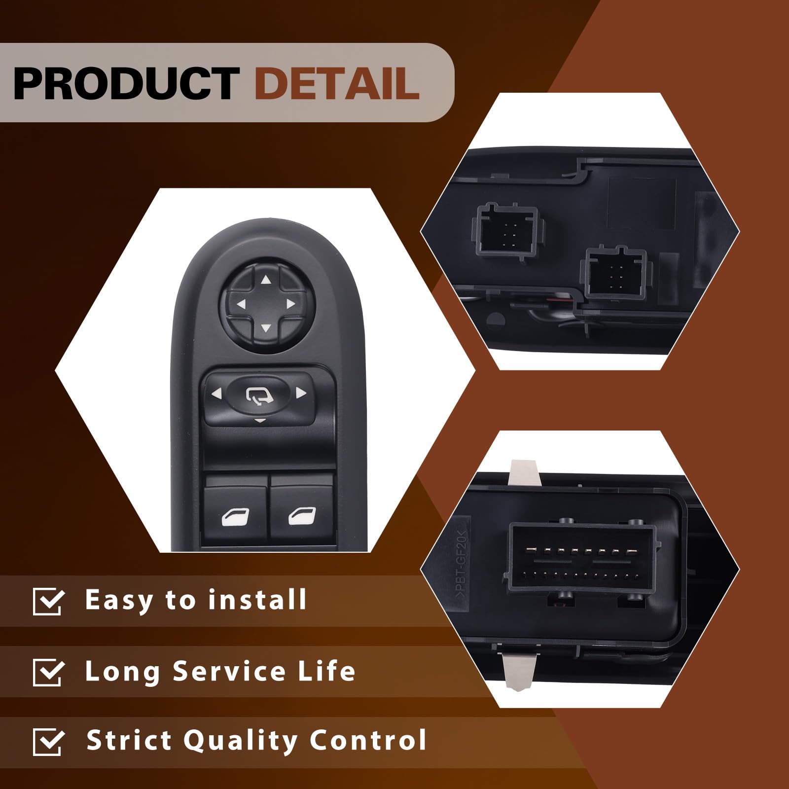 Pulsante alzacristalli elettrico Interruttore alzacristalli elettrico auto anteriore sinistro Adatto per 5008 3008 Wagon Codice articolo 96650621ZD 6490X6 96650620ZD Pieghevole elettrico