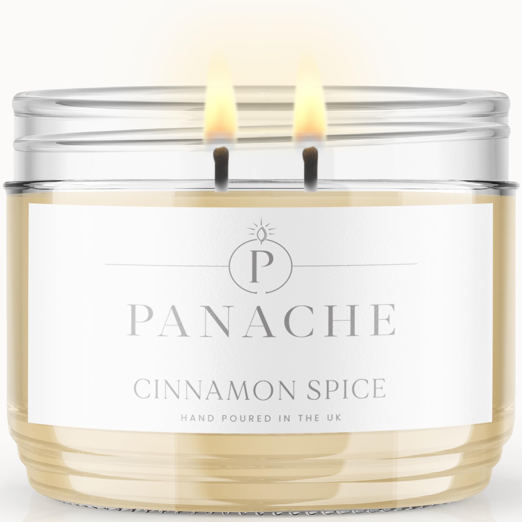 Panache Cinnamon Spice Scented Candle, Double Wick Soy Wax Candle, 48 Hour Burn Time, Hand Poured in UK