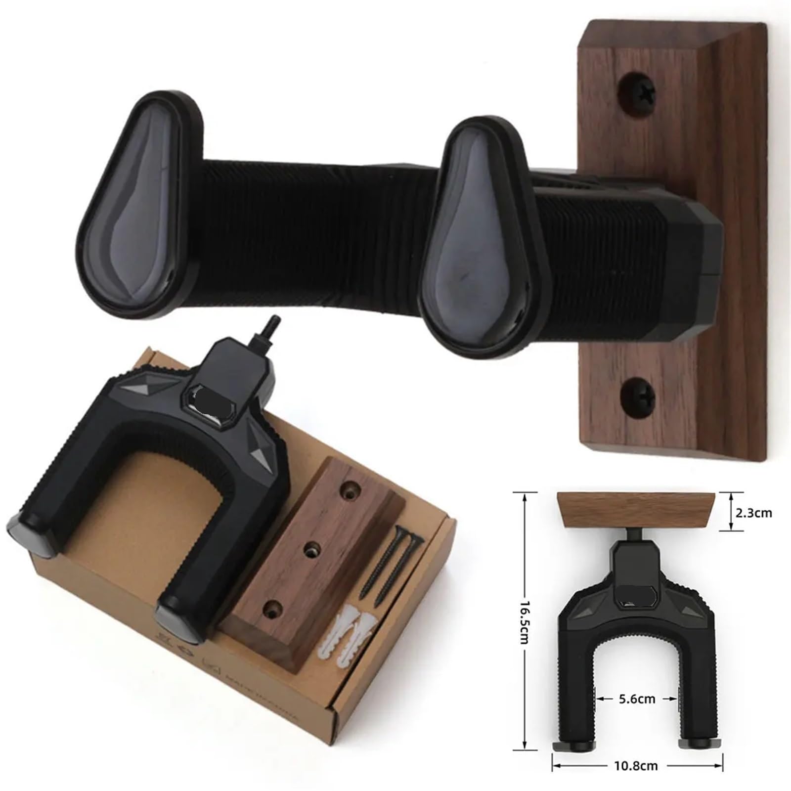 1/2 Gancho for colgar guitarra, soporte de pared madera antideslizante for eléctrica, ukelele y otros accesorios Para Guitarras(2pcs)