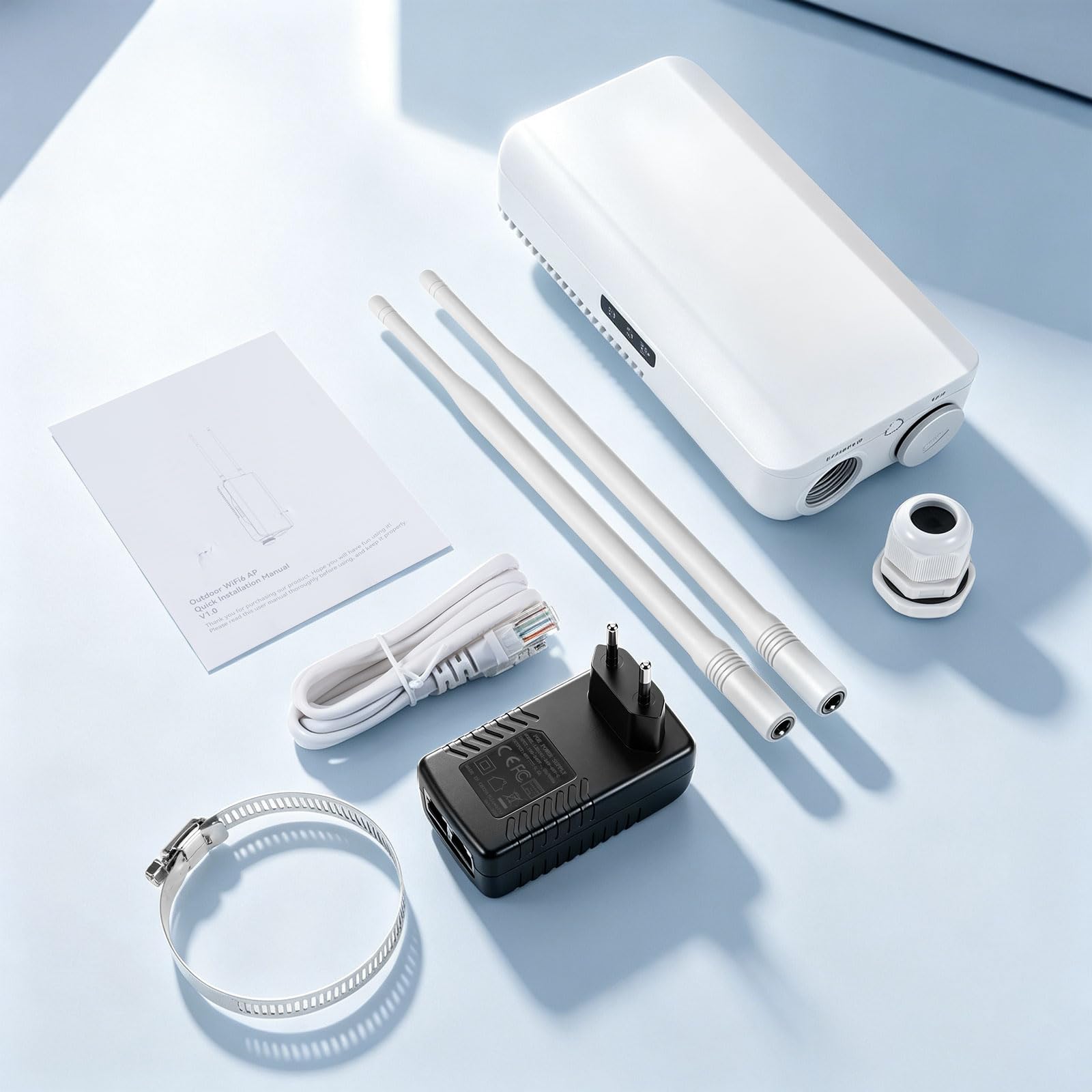 AX3000 Amplificateur WiFi extérieur WiFi 6 Gigabit PoE Point d'accès 3000 | Quad-Core IPQ5018, IP65 résistant aux intempéries, protection contre la foudre 6 KV de -30 °C à 55 °C, double bande 3047 Mbps
