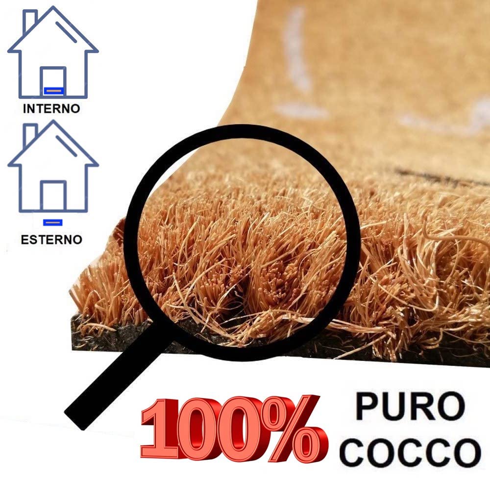 Tappeto Antiscivolo In Cocco Su Misura – 40x60 Cm (2 Pezzi), Fibre Naturali, Antibatterico, Made In Italy