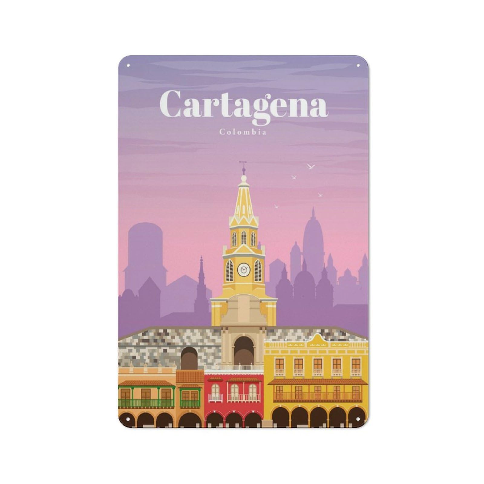 Junmoney Travel To Cartagena Nostalgic Decorative Tin Sign 30X20cm Featuring Old Style Wall Plaque For Kitchen, Hallway, Bar Or Small Cafe