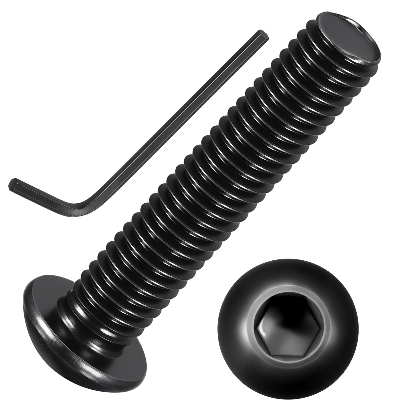 Kozelo 25pcs Button Head Socket Cap Screws - [M8-1.25x40mm] Zinc-Nickel Coated Good for Automotive, Marine & Outdoor Use Road Bicycle, Mountain Bike, Motorcycle - Alloy Steel - Black